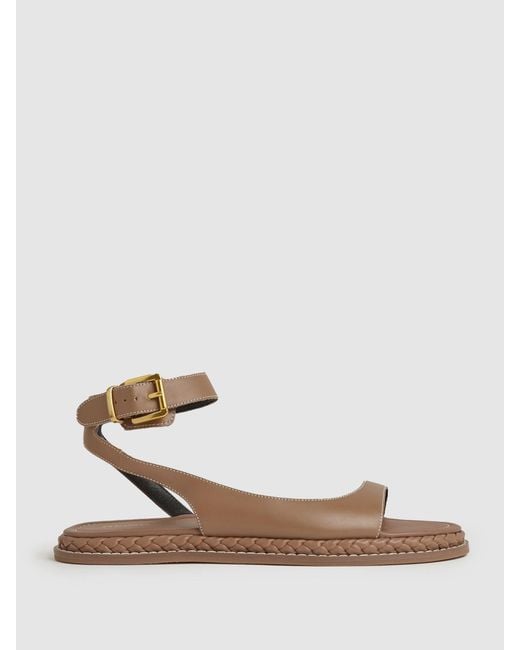 Reiss White Leather Plait Detail Sandals, - Resort & Holiday Wear