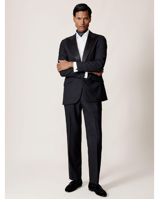 Reiss Blue Single-Breasted Jacquard Tuxedo Jacket Wool-Blend Classic-Fit for men
