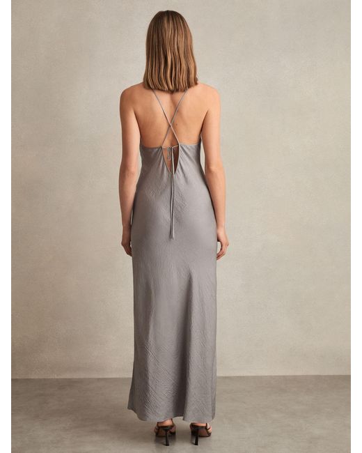 Reiss Natural Satin Tie Back Slip Dress
