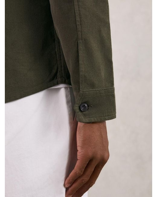 Reiss Green Cotton Corduroy Twin-Pocket Overshirt for men