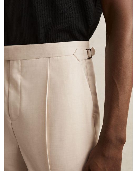 Reiss Natural Elite - Ecru Tapered Turn-up Trousers, 34 for men