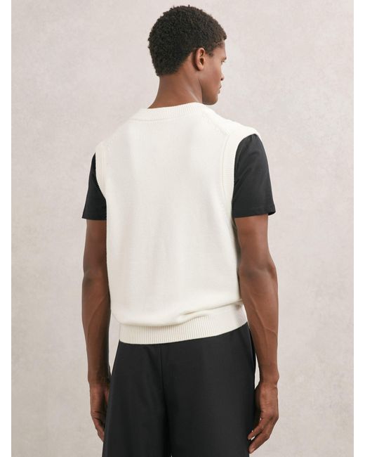 Reiss White Cable-Knit V-Neck Vest With Wool for men