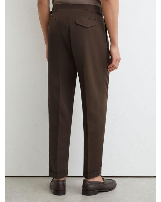 Reiss Gray Linen-Blend Side-Adjuster Tapered Trousers for men