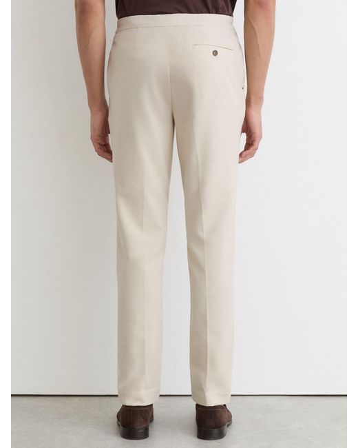 Reiss White Garment-Dyed Piqué Suit Trousers Tailored-Fit for men