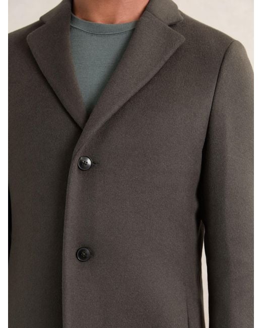 Reiss Brown Wool-Blend Single-Breasted Overcoat for men