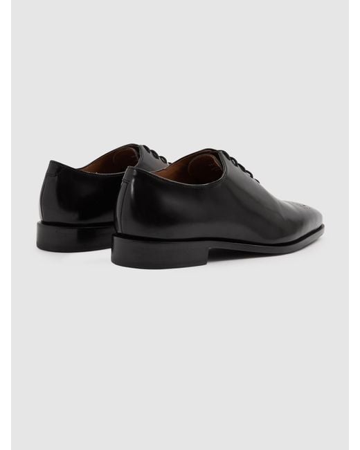 Reiss Brogue - Black Mead Leather Detail Lace Up Shoes for men