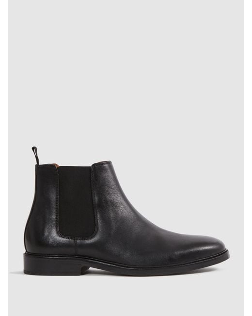 Reiss Black Leather Chelsea Boots for men