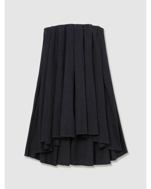 Reiss Black Tencel Strapless Dip-Hem Mini Dress