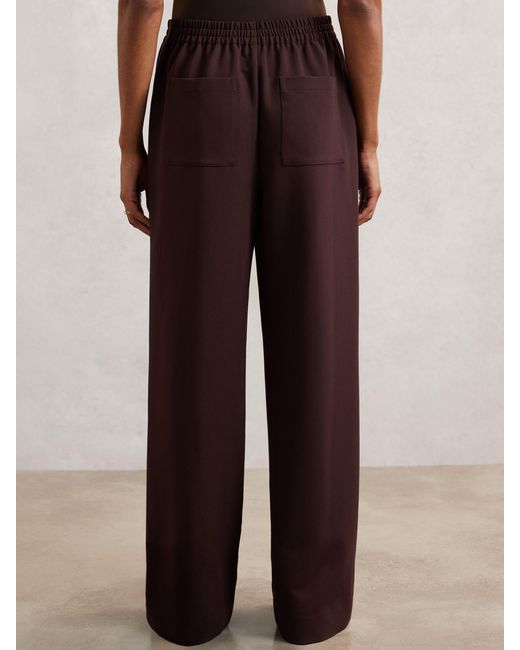 Reiss Red Robyn - Burgundy Wide-leg Elasticated-waist Trousers, Us 6 L