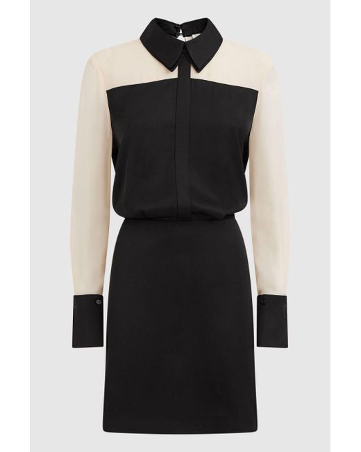Reiss Veneto - Black Fitted Shirt Mini Dress