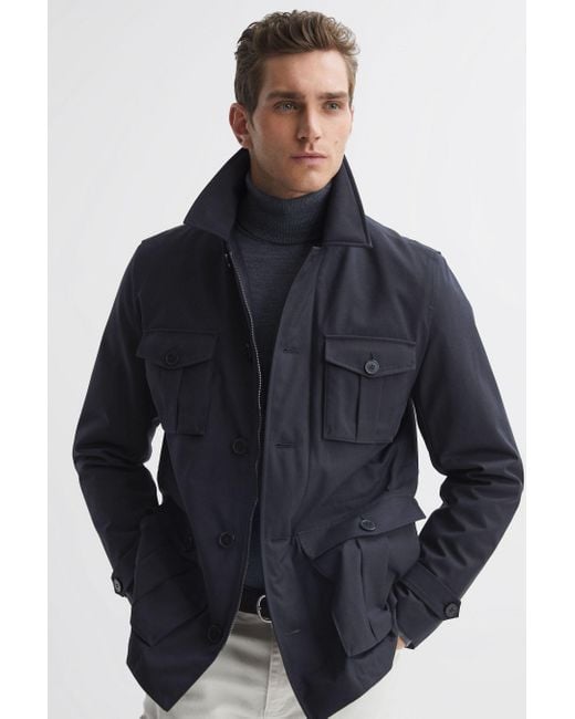 Reiss Blue Military Inspired Field Jacket for men