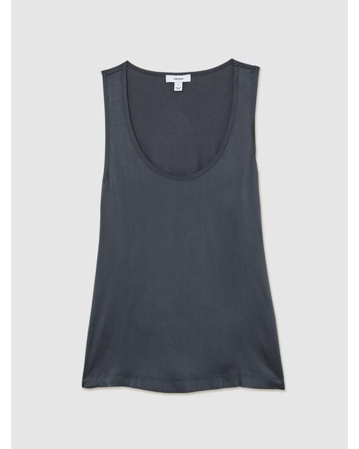 Reiss Blue Ruby - Navy Silk-front Cami Top, S