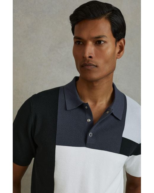 Reiss Gray Charge - Blue Multi Colourblock Polo Shirt for men