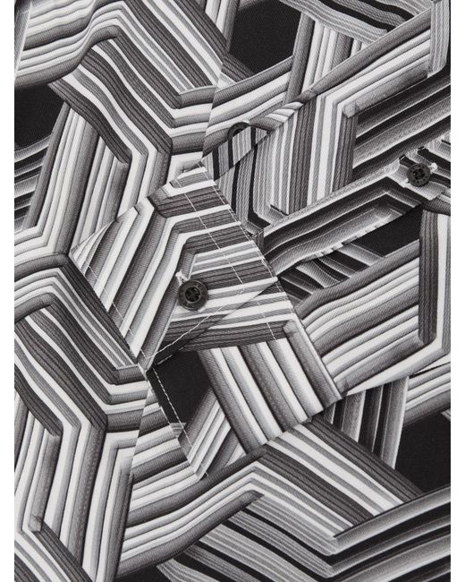 Reiss Gray Abstract-Print Regular-Fit Shirt for men