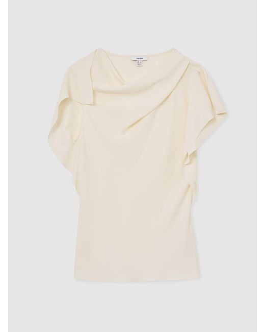 Reiss Natural Asymmetric Drape-Neck Top