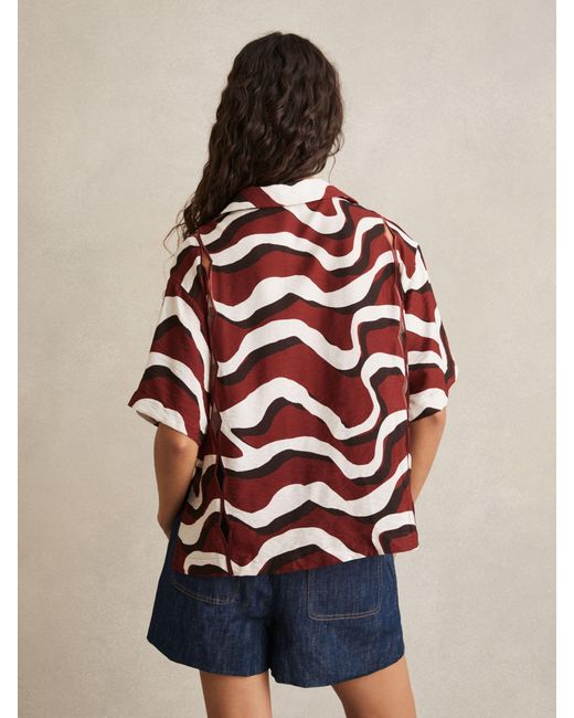 Reiss Natural Wave-Print Cut-Out Shirt
