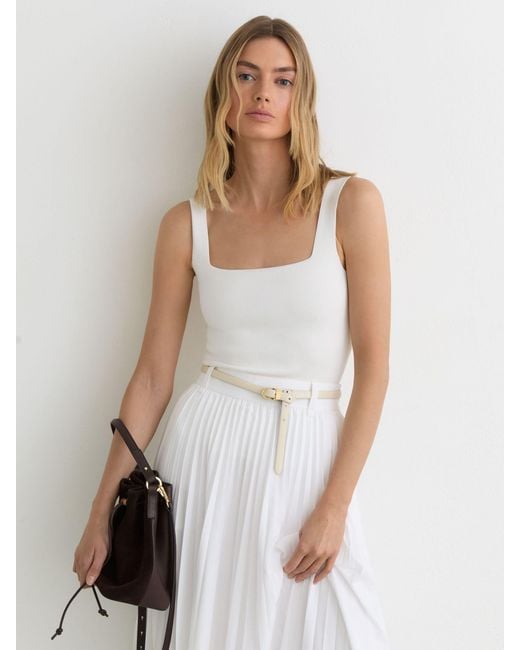 Reiss White Square-Neck Compact-Knit Vest