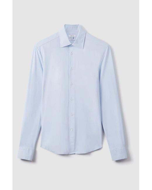 Reiss Voyager - Soft Blue Regular Fit Travel Shirt, Uk 2x-large for men