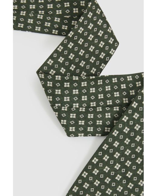 Reiss Green Cavoli - Olive Silk Medallion Print Tie, One for men