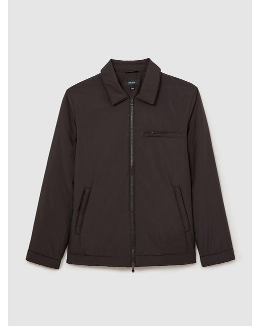 Reiss Gray Technical Padded Zip-Through Jacket for men