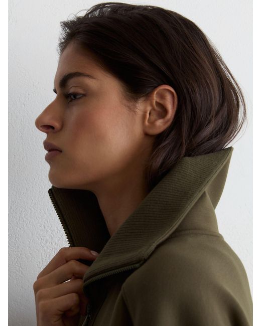 Reiss Green Premium Interlock Zip-Front Sweatshirt