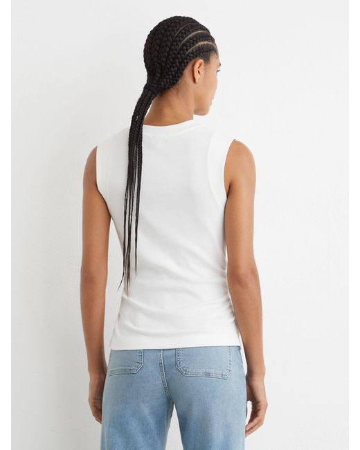 Reiss Brown Fine-Rib Ruched Vest Top