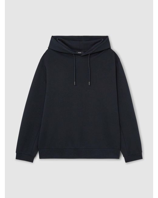 Reiss Blue Premium Interlock Relaxed-Fit Hoodie for men