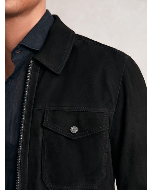 Reiss Black Suede Zip Through Jacket for men
