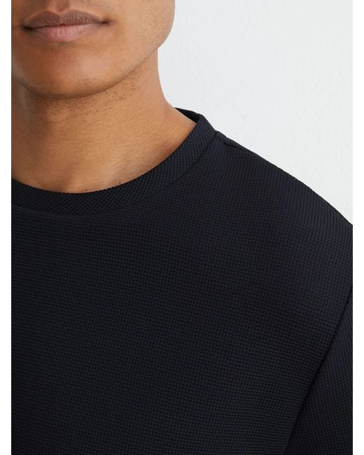 Reiss Blue Textured Modern-Fit Crew-Neck T-Shirt for men