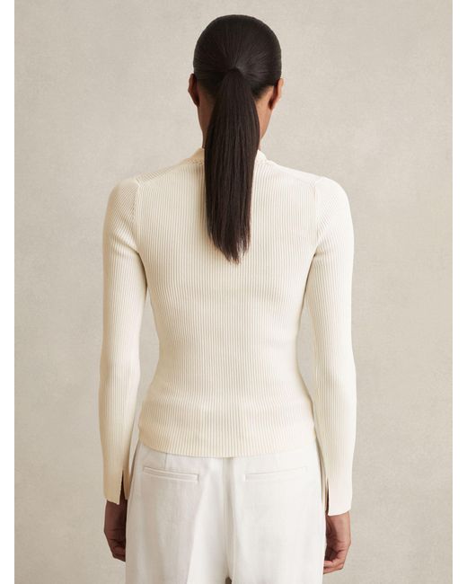 Reiss Natural Craft-Stitch Rib-Knit Top