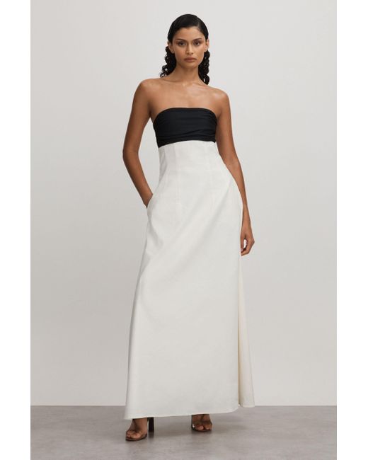 Anna Quan Black Linen-Jersey Strapless Maxi Dress