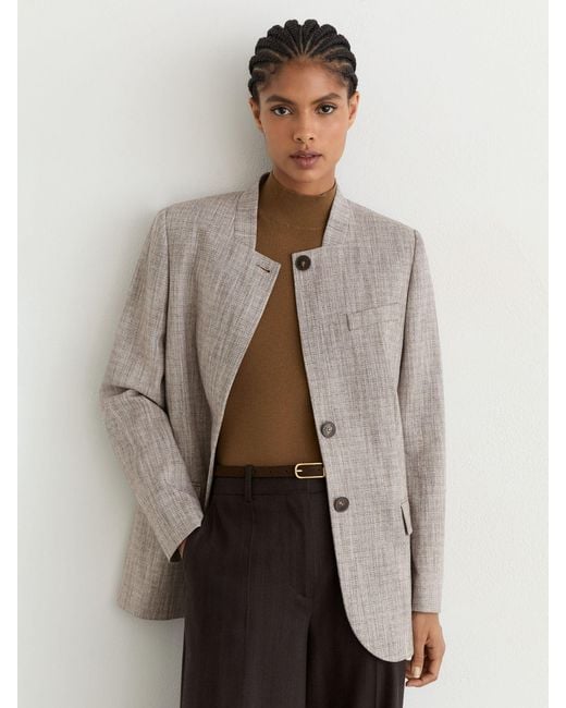 Reiss Natural Wool-Blend Collarless Blazer