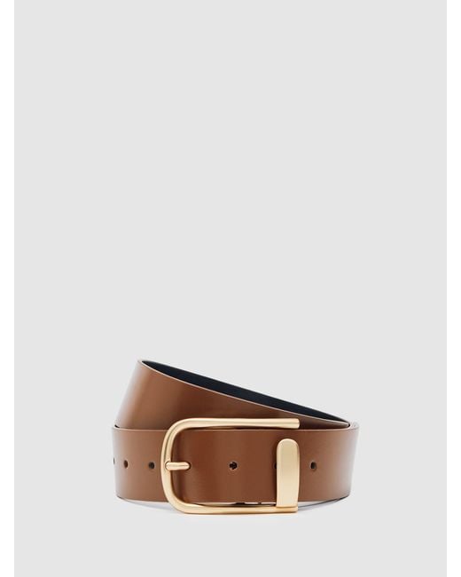 Reiss Brown Iyla - Tan Leather Half Keeper Belt, Medium (us 8-10)