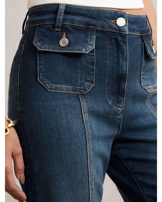 Reiss Blue Button-Pocket Flared Jeans