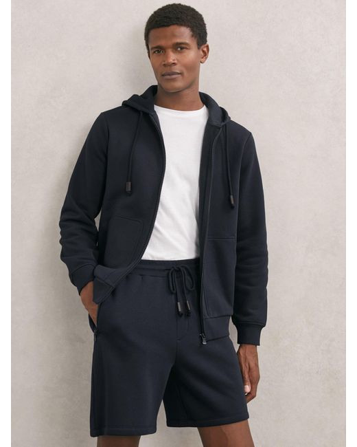 Reiss Men's Blue Dusk - Navy Cotton-blend Drawstring Shorts, M