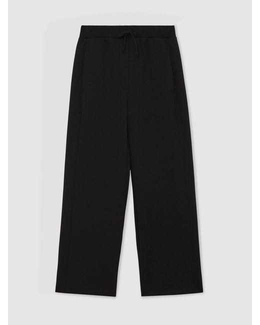 Reiss Laney - Black Premium Interlock Wide-leg Joggers, Xs Regular (uk 4-6)