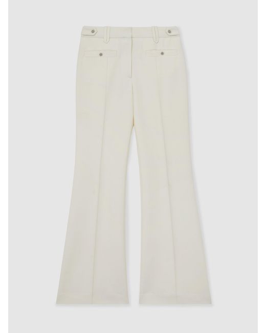 Reiss Natural Atelier Wool Stud Flared Trousers