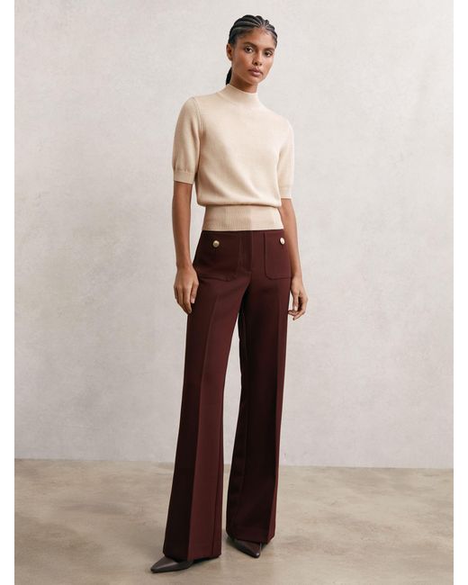 Reiss Natural Cotton And Wool Funnel-Neck Knit Top