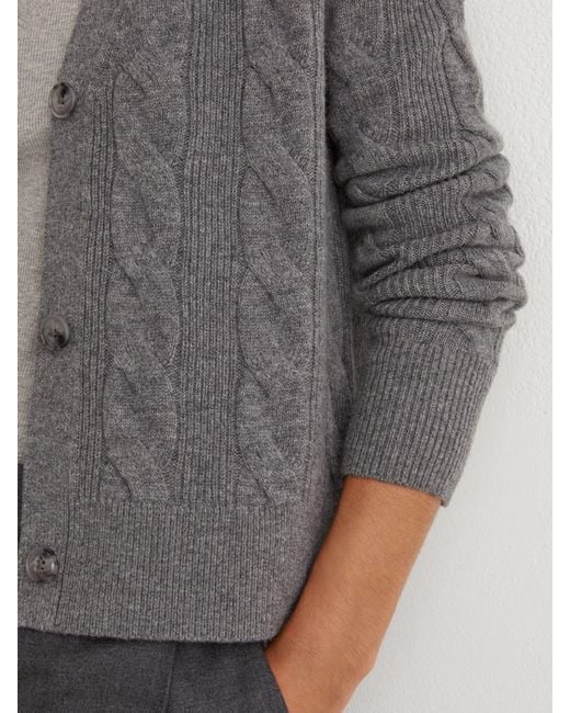 Reiss Gray Wool-Cashmere Cable-Knit Cardigan