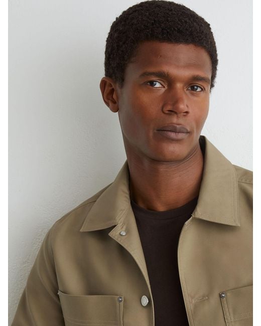 Reiss Natural Cotton-Twill Four-Pocket Overshirt for men