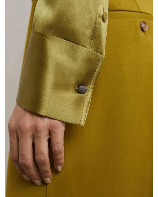 Reiss Green Silk-Satin Concealed-Placket Shirt
