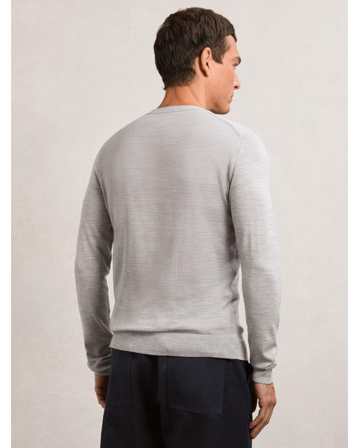 Reiss Gray Wessex - Soft Grey Mouline Wessex Merino Wool Jumper, Xl for men