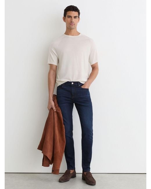 Reiss Blue Bleaker - Washed Dark Indigo Skinny-fit Jeans, 36 for men
