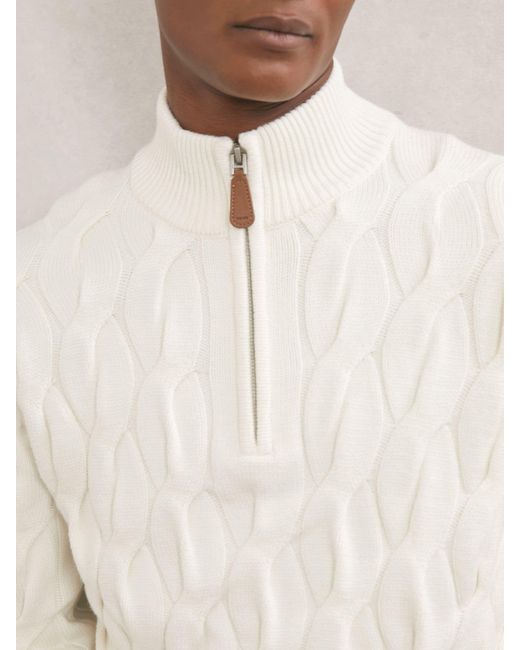 Reiss Natural Half-Zip Cable-Knit Jumper With Wool for men