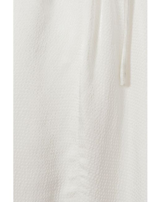 Reiss Natural Eddie - Ivory Textured Wide Leg Cover-up Trousers