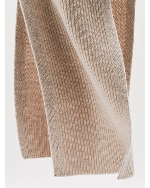 Reiss Natural Chesterfield - Light Oatmeal Melange Merino Wool Rib-knit Scarf, One for men