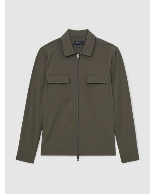 Reiss Gray Technical Zip-Through Overshirt for men