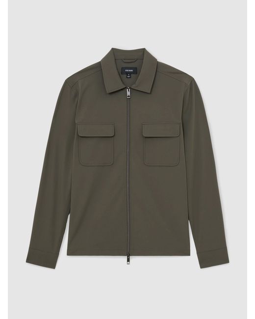 Reiss Gray Technical Zip-Through Overshirt for men