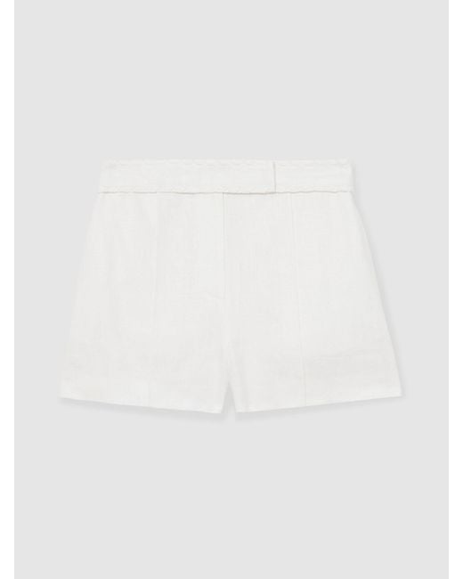 Reiss Natural Linen Whipstitch Shorts