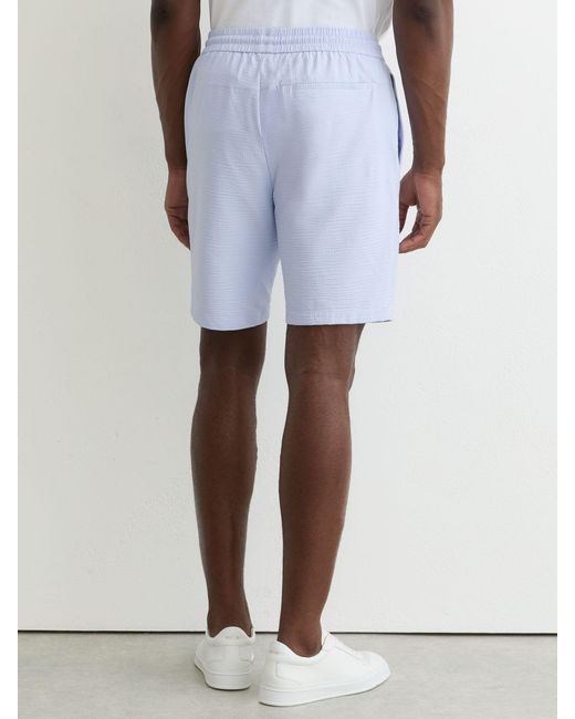 Reiss Blue Seersucker Drawstring Shorts for men